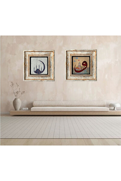 STONEVİVEART İstanbul Ve Hat Sanatı 2 Adet Doğal Taş Tablo 20x20cm Duvar Dekoru
