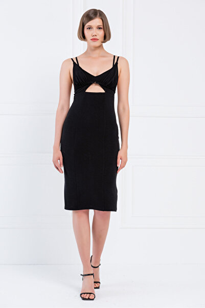 Kikiriki Black Strap Dress with Chest Robe