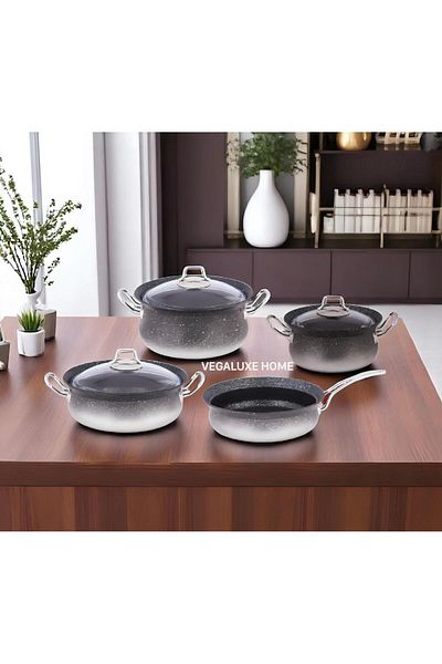 FMS Legendary Granite 7 Piece Cookware Set Silver