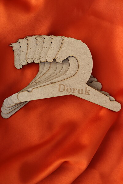 Assa Wood İsme Özel, Kişiye Özel Ahşap Çocuk Askısı 7 Adet Askılık - At Bebek Dolap Askılığı (KAHVERENGİ)