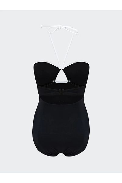 LC Waikiki LCW DREAM Costum de baie negru cu gât drept pentru femei