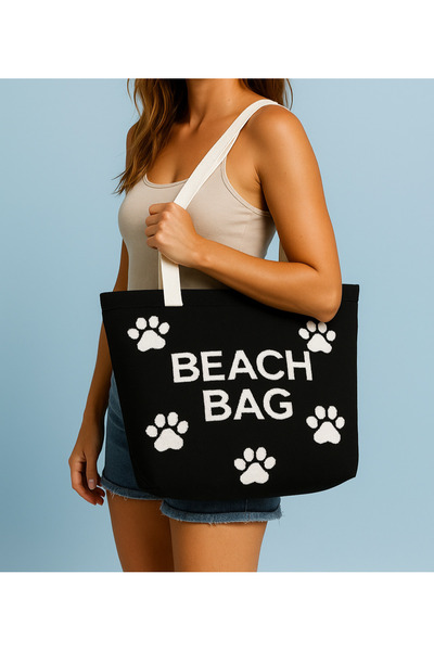 Sebir Moda Τσάντα παραλίας με μοτίβο ποδιών από πλεκτό ύφασμα