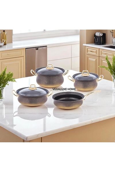 FMS Legendary Granite 7 Piece Cookware Set Gold