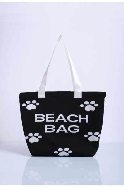 Sebir Moda Τσάντα παραλίας με μοτίβο ποδιών από πλεκτό ύφασμα