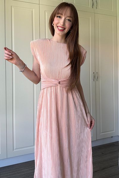 Dilay Gökoğlu Butik Φόρεμα με λεπτομέρεια σε πούδρα με μίντι μέση