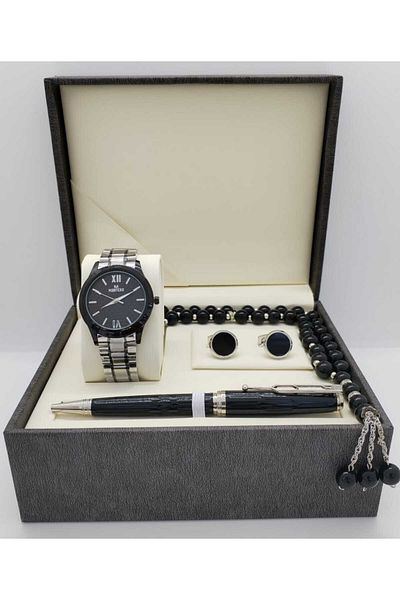 MONTERO Set consisting of a watch, a cufflink, a pen, and a rosary