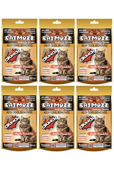 CatMozz Crunch Güçlü Kemikler Dışı Çıtır İçi Yumuşak Kedi Ödül Bisküvisi Bift...
