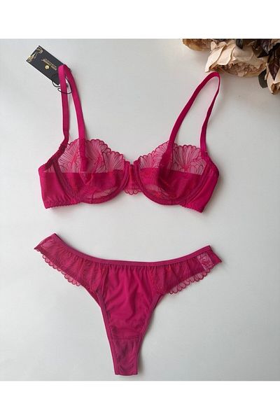İntive Lingerie Σετ σουτιέν Baby Bloom Candy Pink με διαφανές σχέδιο Underwire