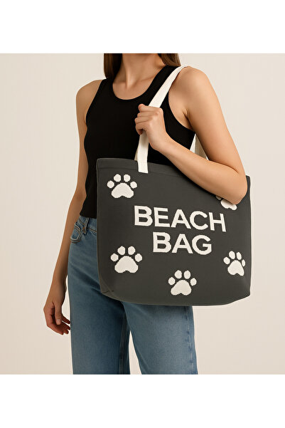 Sebir Moda Τσάντα παραλίας με μοτίβο ποδιών από πλεκτό ύφασμα