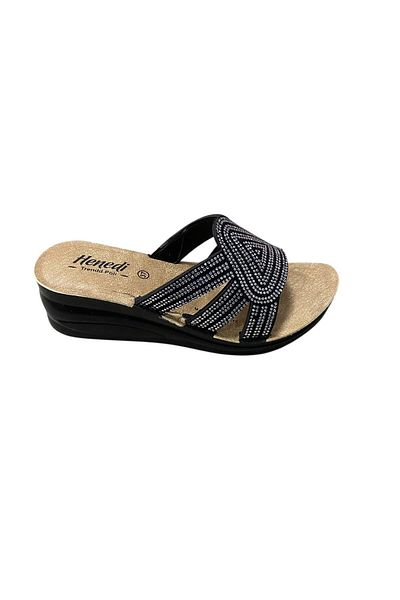 henedi Women's Wedge Heel Stone Slippers