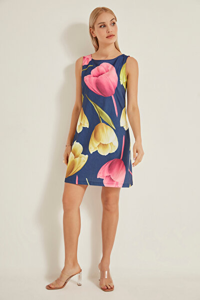 GAJA Γυναικείο Μοτίβο Αμάνικο Βαμβακερό Φόρεμα με Κρυφή Πλαϊνή Τσέπη ΠΡΟΣΟΧΗ! το μοτίβο μπορεί να διαφέρει. Γ' 3570