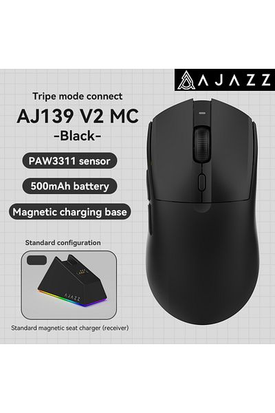 Ajazz فأرة لاسلكية Aj139 V2 Mc Aj139pro/aj139v2mc Pmw3395/paw3311 مجموعة شرائح الألعاب 12000-26000 نقطة في البوصة Pr