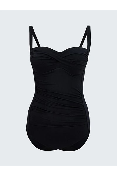 LC Waikiki Costum de baie pentru femei LCW DREAM, cu cusături negre, cu detaliu cu șnur