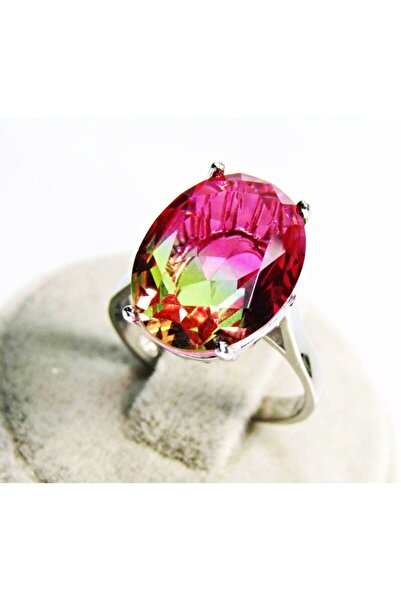 lilahgümüştr Gümüş Oval Turmalin Büyük Taşlı Kadın Yüzük