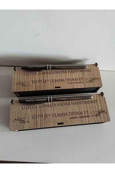 mrchediyesepeti 2 Ballpoint Pens with Design Box and Name Written 2 Pcs Special for Nurses