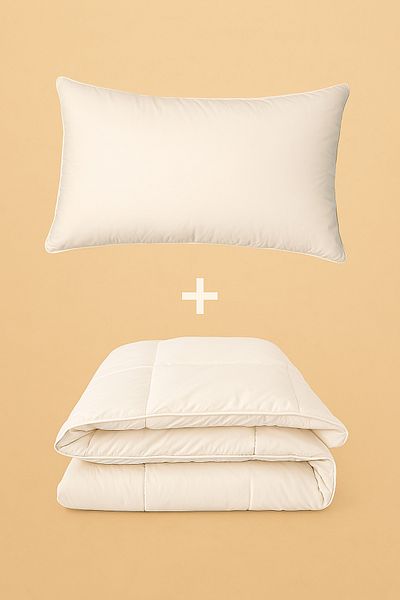 HILL TEKSTİL 100% Goose down Duvet Set Single 20% Goose down Double Person Duvet 155X215 and 1 Piece 50*70 Goose down Pillow