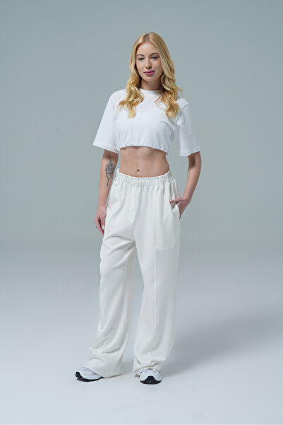 George Phoenix Soft Touch - Bej Yüksek Bel Modal Kumaşlı Kadın Palazzo Bol Pa...