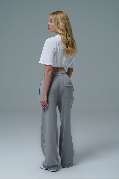 George Phoenix Soft Touch - Γκρι ψηλόμεσο ύφασμα Modal Γυναικείο Palazzo Loose Leg Φούτερ