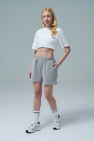 George Phoenix Soft Touch - Gri Rahat Kesim Modal Kumaşlı Kadın Spor Şortu
