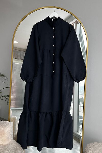 Kirazca Butik Women's Layered Buttoned Modal Hijab Dress
