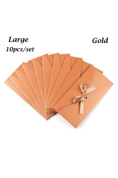 Choice Gold-large 10 Pcs/set Envelope Pearlescent Paper Bow Thicken Ribbon Retro Creative Color Stationery