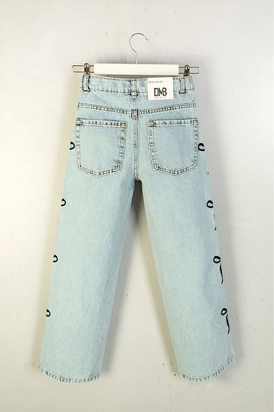 DMB BOYS & GIRLS Çaren Kids - Bow Embroidered Girls Denim Trousers