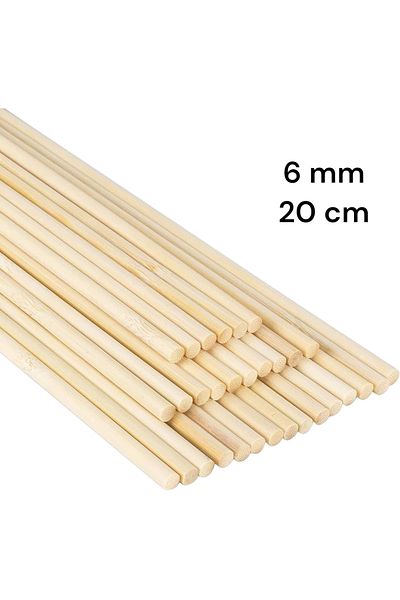 değerli hobi Wooden Bamboo Sticks 20 cm 6 mm 30 Pieces