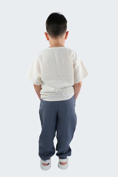 ÇİTİL Boy's Short Sleeve Muslin Bottom Top 2 Piece Set 2-8 Years