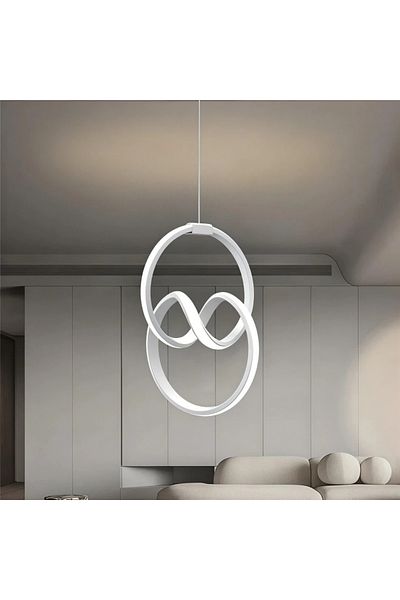 Ece Aydınlatma Orko White Case, White Led Light Led Chandelier for Living Room, Entrance, Kitchen