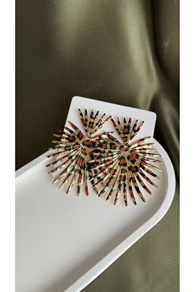 Fasion Jewelry Leopar desenli büyük kirpi küpe