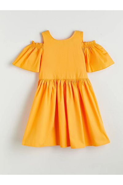 LC Waikiki Lcw Kids Orange Crew Neck Girl Dress
