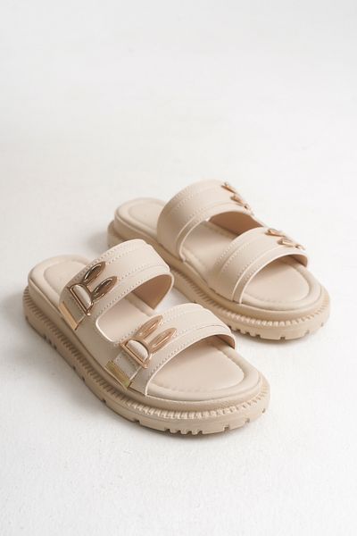 SH SİLVER MODA Women's Double Buckle Slippers
