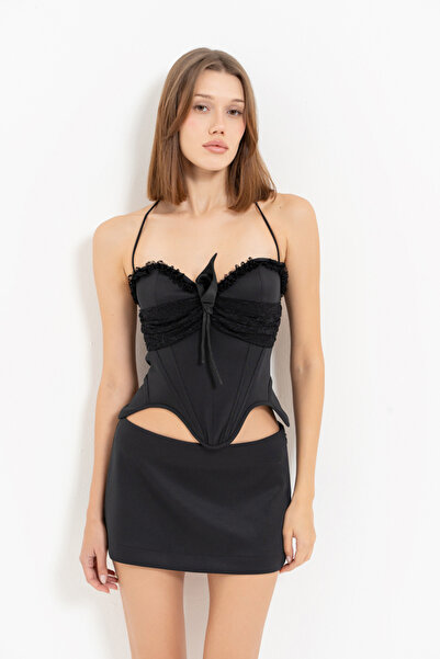 Kikiriki Black Underwire Bustier & Mini Skirt Set