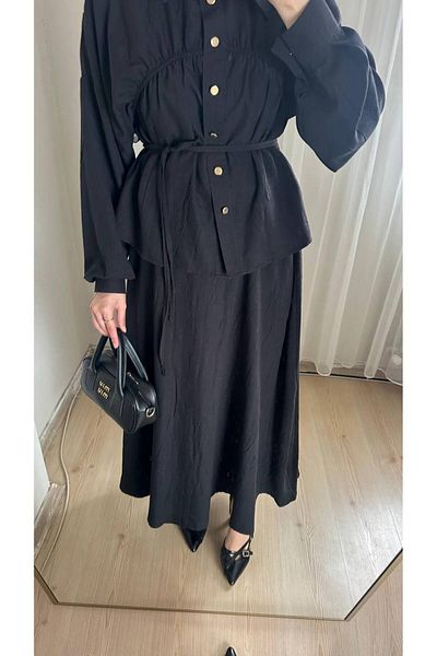 W WARGA Summer Suit with Gathered Chest and Pocket Skirt