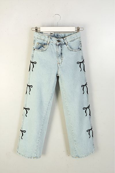 DMB BOYS & GIRLS Çaren Kids - Bow Embroidered Girls Denim Trousers