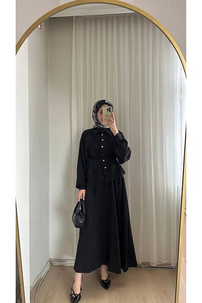 W WARGA Summer Suit with Gathered Chest and Pocket Skirt