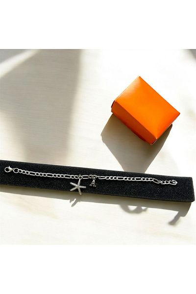 pofudukcase Letter Steel Bracelet with Starfish Friend Lover Wife Gift for Couples