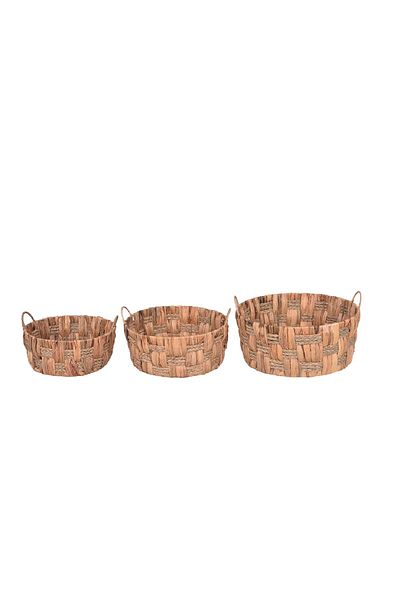 Bahçem Decorative Arrangement Storage Basket Wicker Water Hyacinth/Water Hyacinth Round Set of 3