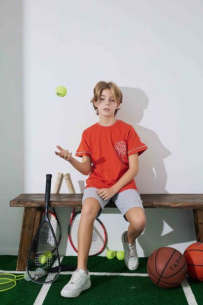 Tarık Male Child Sportswear Basket T-Shirt Sweatshirt Bottom Crew Neck Medium Thick Pajamas Set-3946