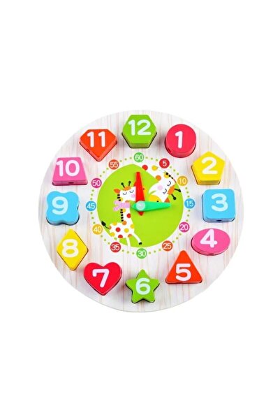Picodino Jucarie Educativa, Tip Ceas 12 Piese Girafa, din Lemn, 3+, 17 cm, Le...