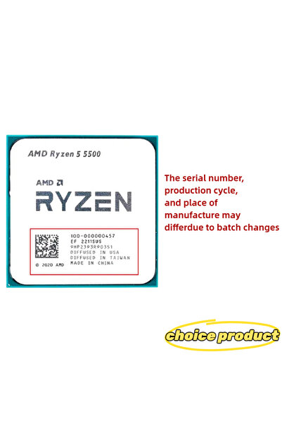 Choice معالج وحدة المعالجة المركزية AMD Ryzen 5 5500 R5 5500 3.6GHz 6-Core 12-Thread 7NM L3=16M 100-000000457 مقبس AM...