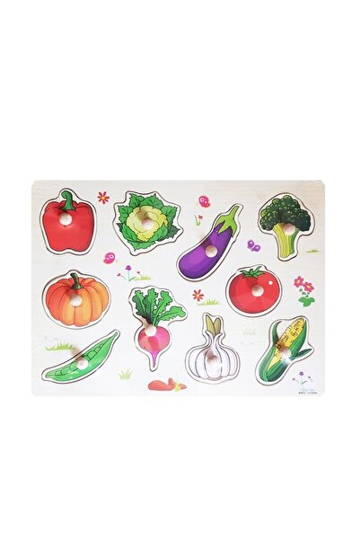 Picodino Puzzle lemn, Tablita incastru, Legume, 10 piese, eduBebe, M1-113J1