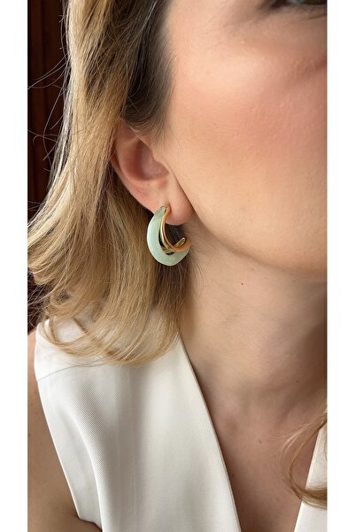 JEWELRY Kemik C model mint yeşili rengi halka küpe