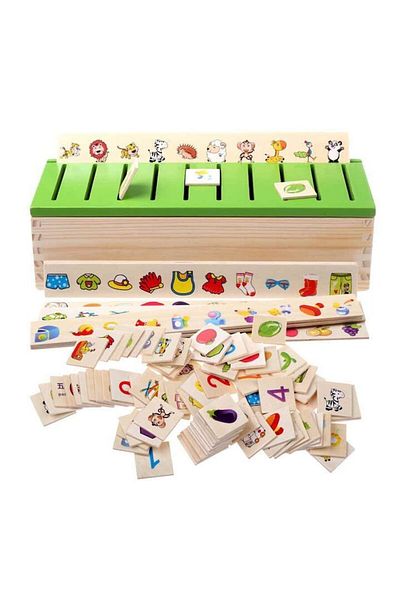 Picodino Cutie sortatoare Montessori legume, fructe, forme geometrice, imbracaminte, animalute, 90pcs