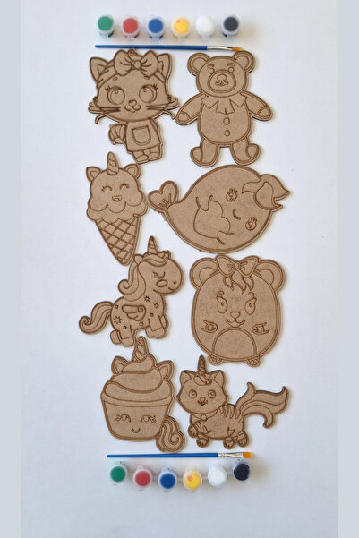 Kutaydan Boya, Eğlen, Keşfet - Çocuklar İçin Eğitici 8 Parça Ahşap Boyama Seti