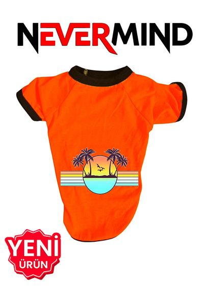 NEVERMIND Palm Sunset Print Dog T-Shirt - Summer Cat & Dog Apparel