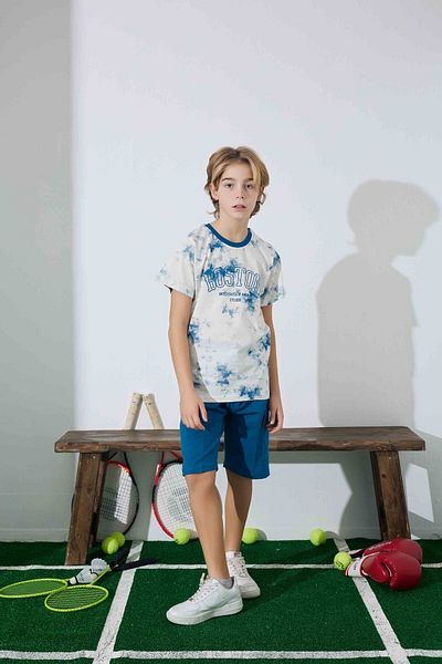 Tarık Tricou Boston pentru bărbați, tricou, cu fundul din țesătură, set de pijamale cu gâtul turn-3950
