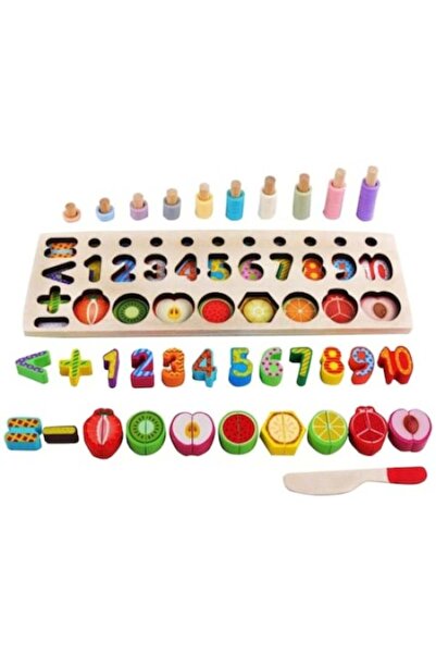 Picodino Jucarie educativa din lemn montessori, numere, operatiuni, fructe, i...