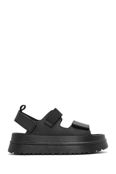 Derimod Women's Black Banded Thick Soled Jelly Sandals 25Sfe4753Pv