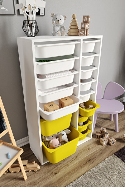 Baby Darling %100 MDF - XL Duo 16 Sepetli Oyuncak Dolabı